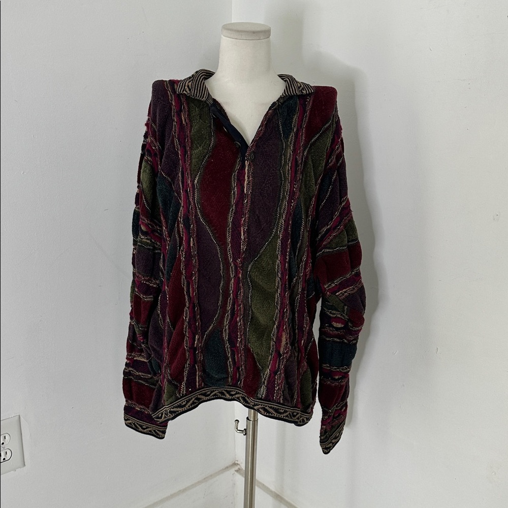 Vintage Coogi Multicolor Crazy Knit Grandpa Sweater XL